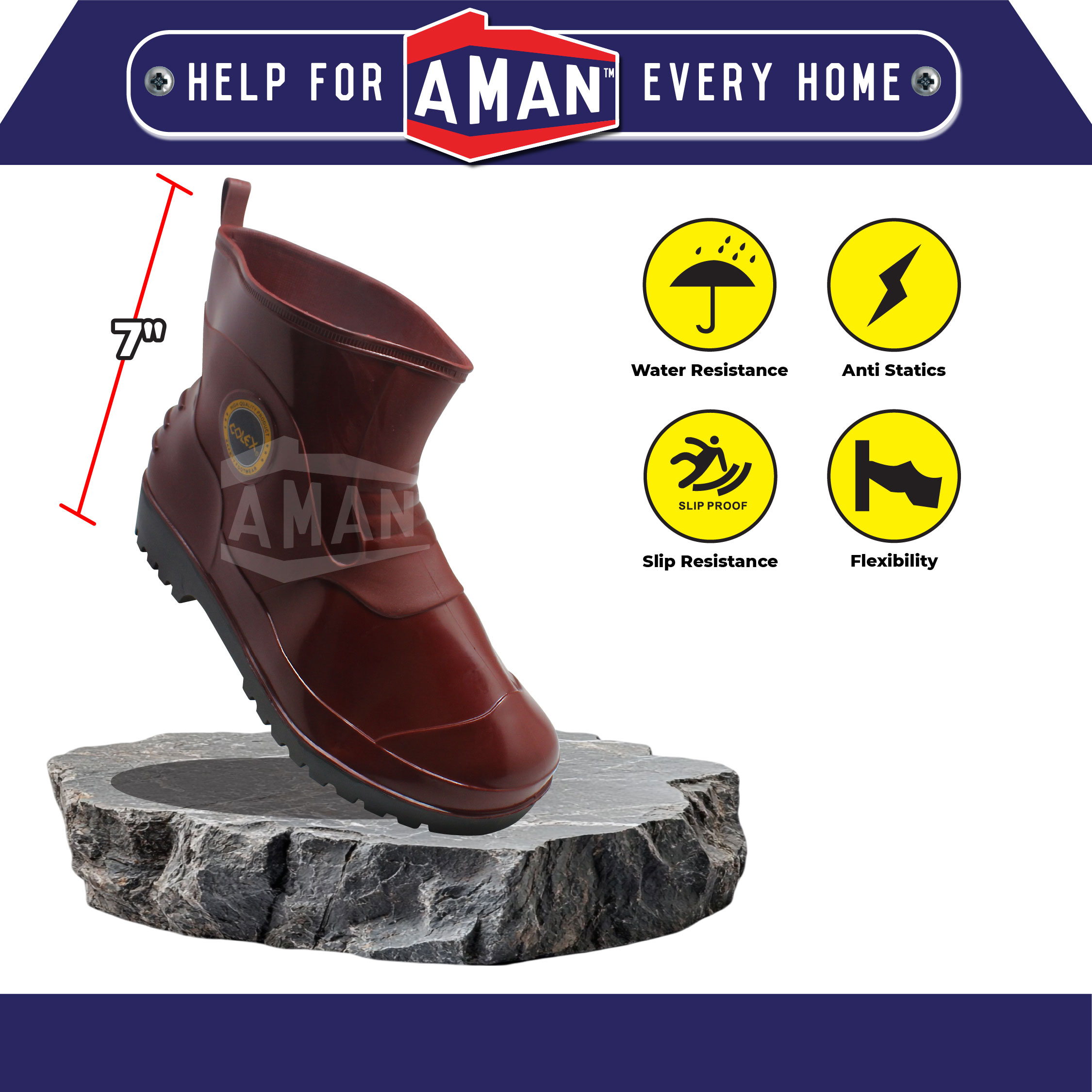 COLEX RM-6600 PVC Kitchen Boot Rain Boots Waterproof Anti Slip Garden ...