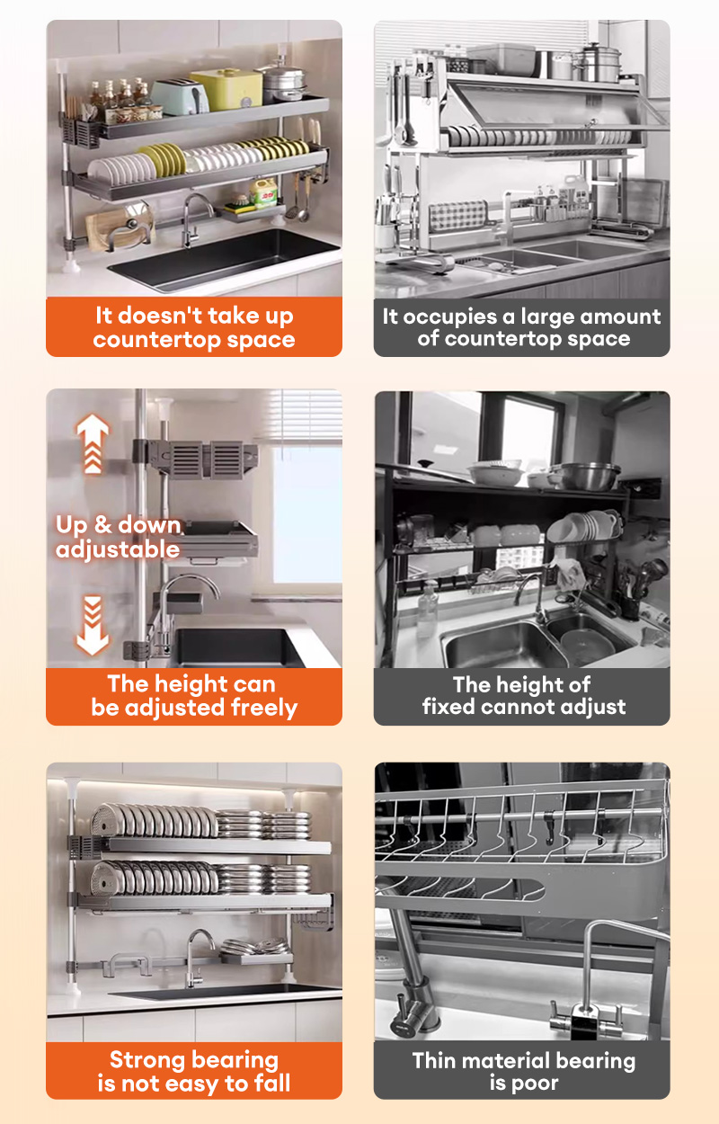Adjustable Stainless Steel Rak Pinggan Dish Rack Rak Dapur Rak Sinki ...