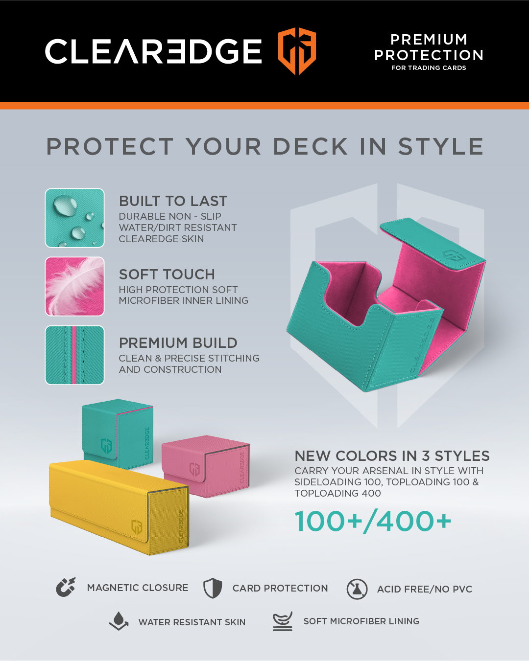 ClearEdge Premium Deck Box Series - TCG Card Protection Box, Magnetic ...