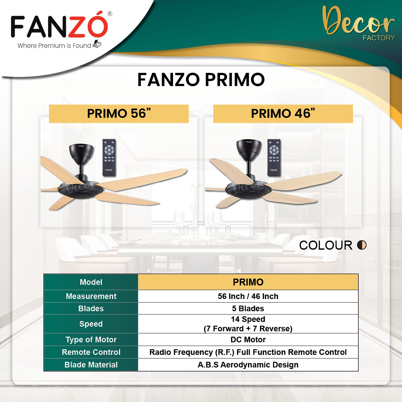 FANZO Ceiling Fan FANZO Primo Hunter Champion Fan 38in 42in 46in 56in ...