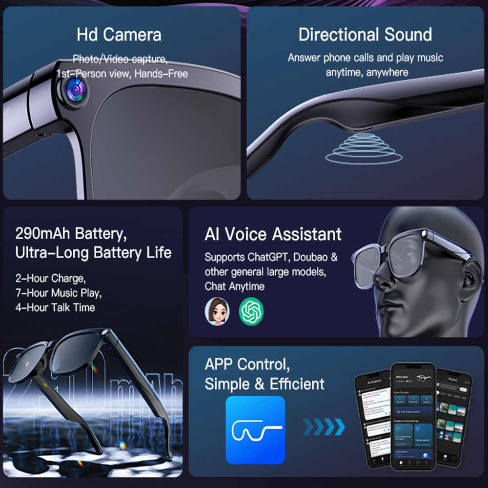 2026 New 800W Pixel Camera Smart Glasses Video Recording AI Photo ...