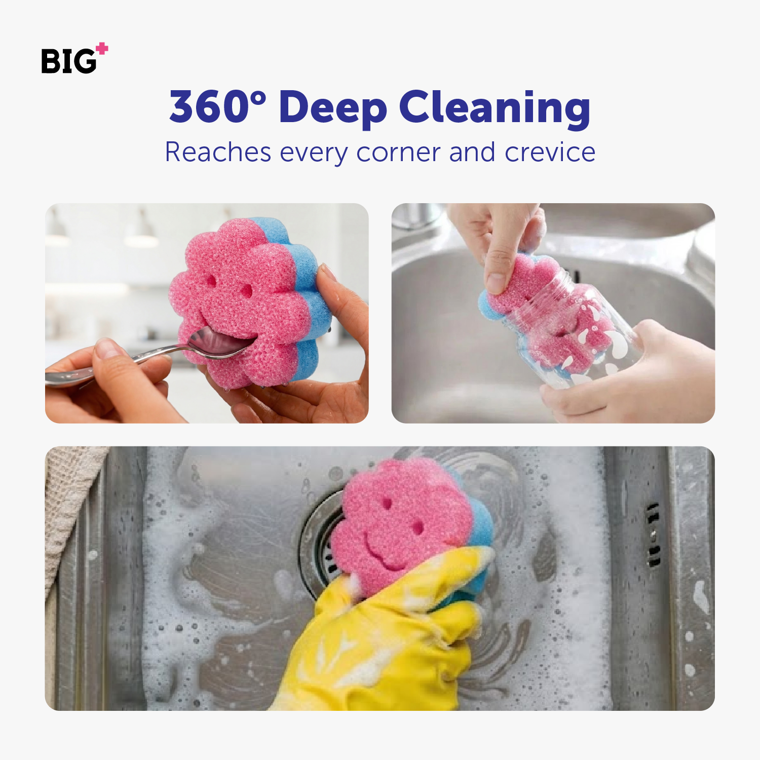 BIG+ Smiley Scrubby MultiPurpose Sponge | Dishwashing Scrubber Kitchen ...