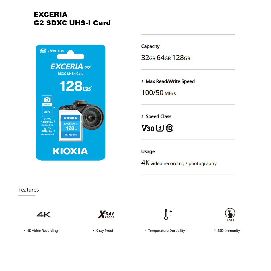 KIOXIA Exceria G2 SD Card UHS-I (32GB_64GB_128GB) U1 Class10 from JAPAN ...