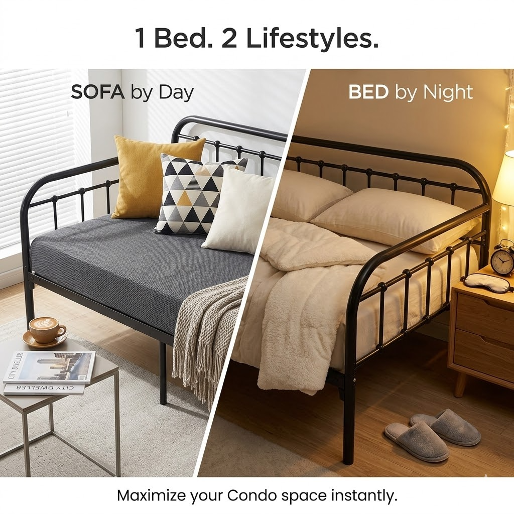 🔥READY STOCK🔥 Metal Sofa Bed 190x80cm Heavy Duty Daybed Single Steel ...