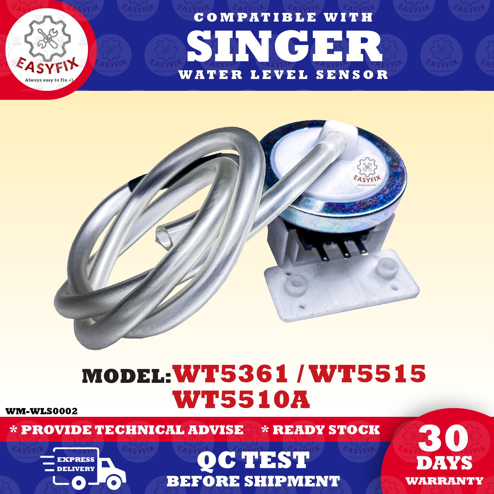 WT5361 / WT5515 / WT5510A SINGER WASHING MACHINE WATER LEVEL SENSOR ...