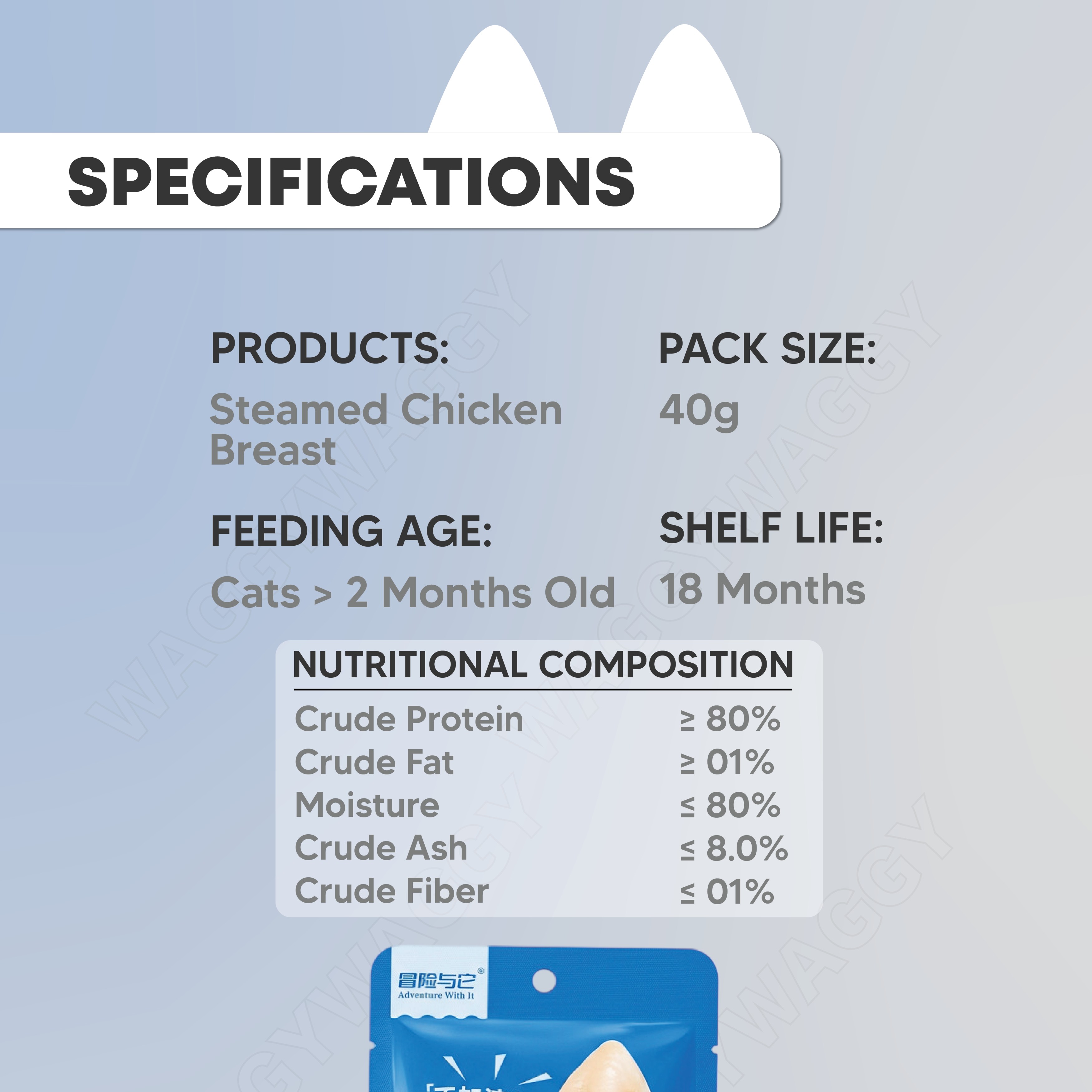 WaggyWaggy Steamed Chicken Breast 40g Combo Cat Dog Juicy Dada Ayam ...