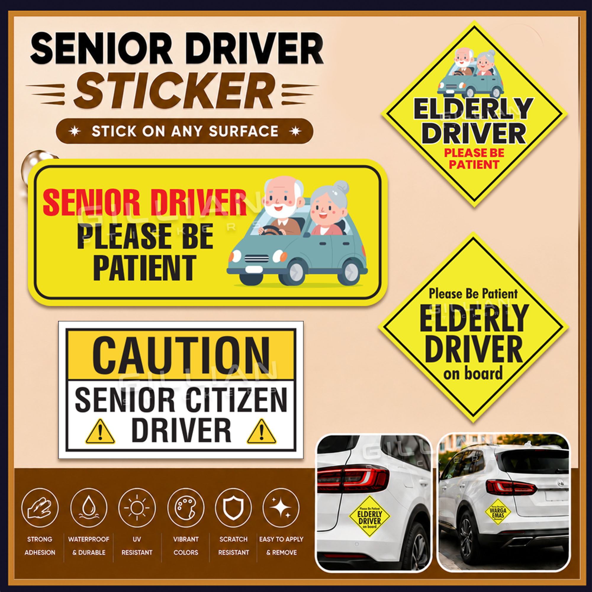 Car Sticker SENIOR Driver Elderly Warga Emas | Shopee Malaysia