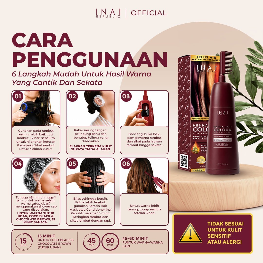 INAI PEWARNA RAMBUT HALAL INAI REPUBLIC - Tanpa Bleaching | Bau Wangi ...