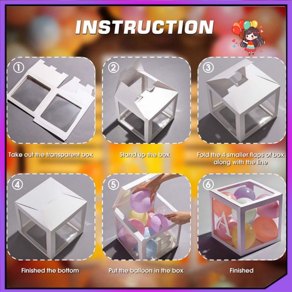 30*30cm DIY A-Z Alphabet Letter Transparent Balloon Box Gender Reveal ...