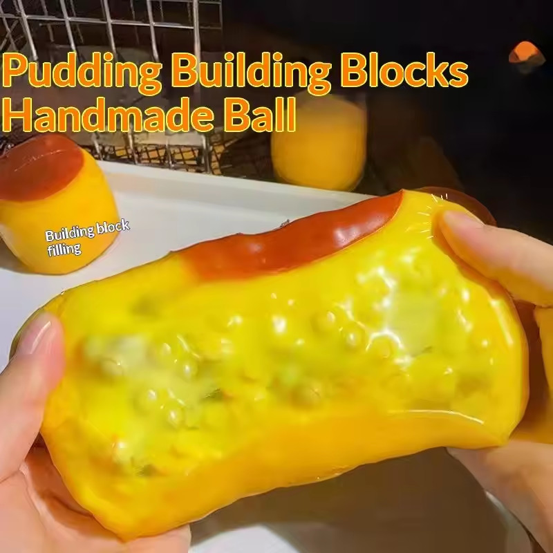Crunchy Caramel Pudding Squishy Food-shaped Squeeze Toy Handmade Stress ...