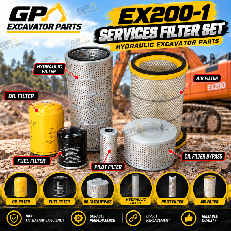 EX200-1 / 6BD1 Hydraulic Excavator Services Filter Set (6 PCS X 1 SET ...
