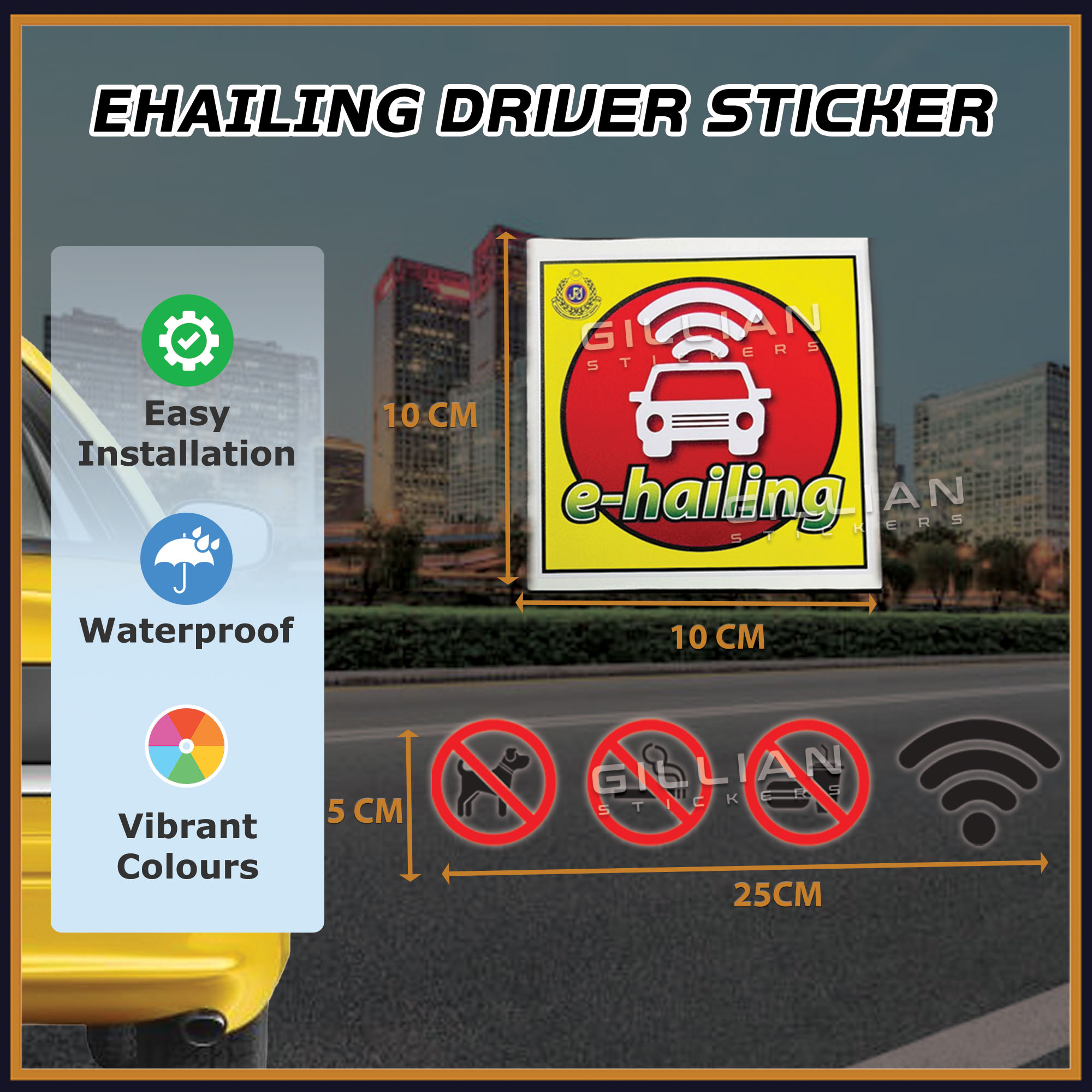 Ehailing Sticker No Smoking Grab Dilarang Merokok For taxis, Grab cars ...
