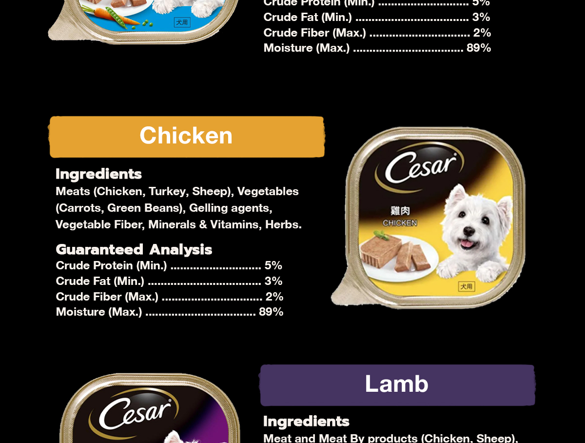 Cesar Wet Dog Food Tray All Flavors 100g 6 Packs Shopee Malaysia