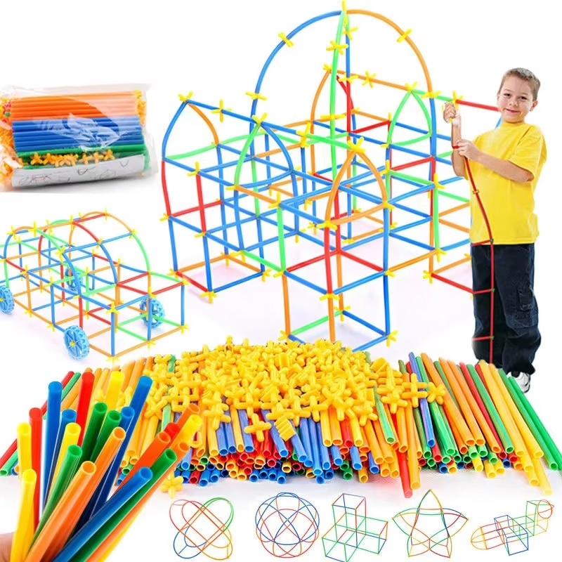 150pcs Straw Constructor Straw Toy Straws Building Block Toys Colorful ...