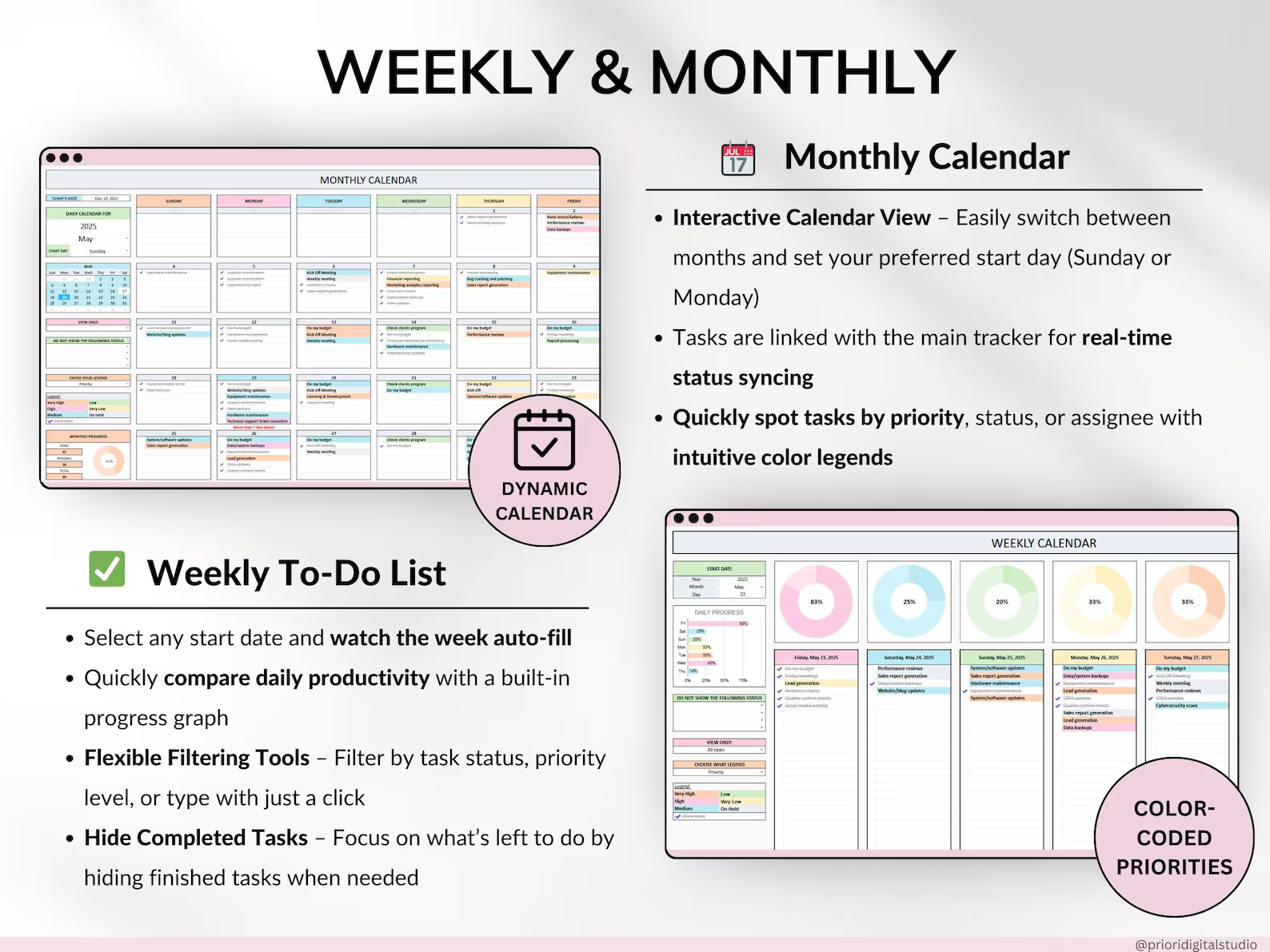 Task Tracker Spreadsheet Template Google Sheets Digital To-Do List ...