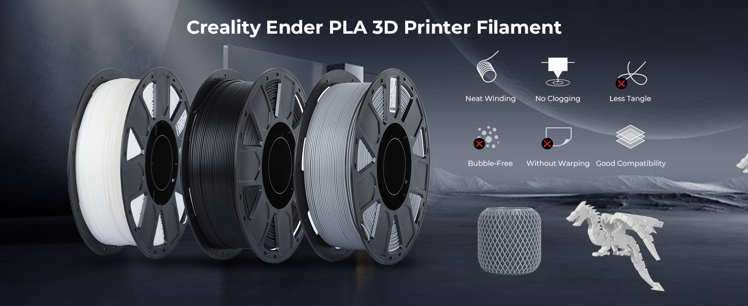 Creality 3D Printer Filament 1.75mm Ender PLA Filament No-Tangling ...