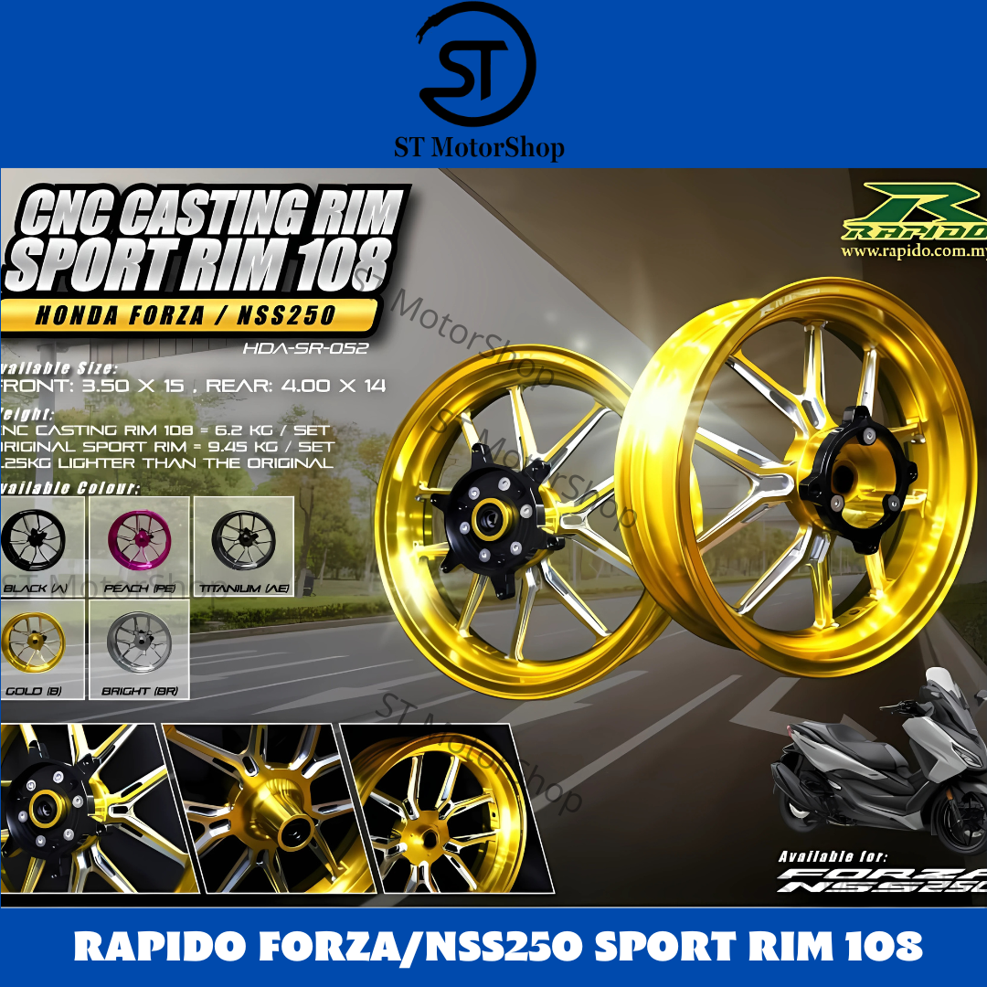RAPIDO Sport Rim 108 Nss250 Depan 350*15 Belakang 400*14 HONDA Forza ...