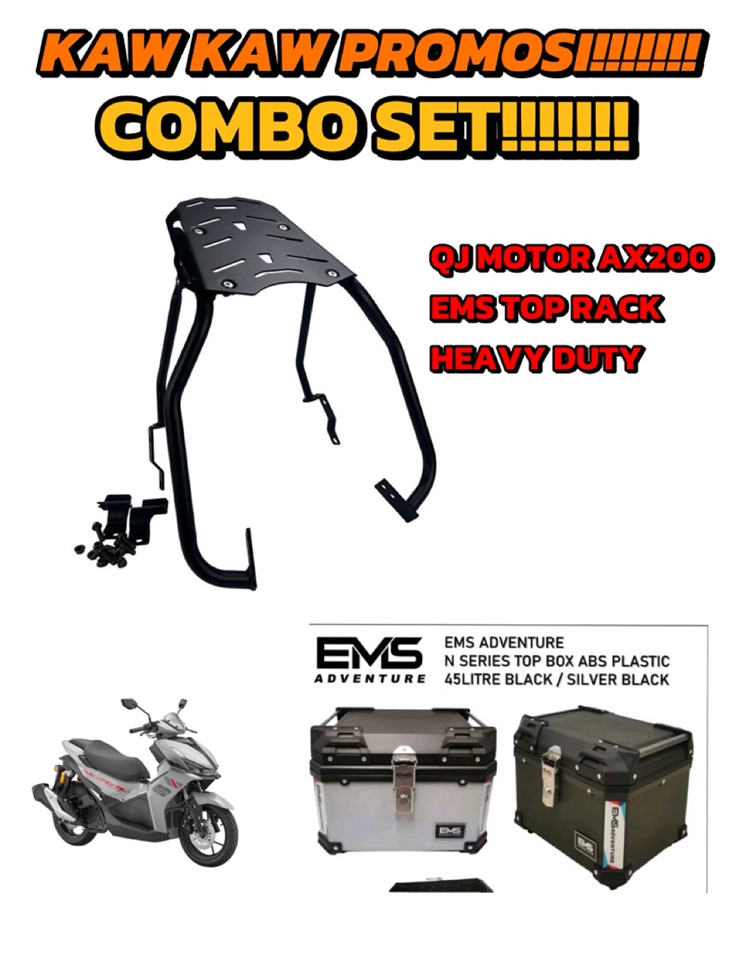 COMBO SET!!!!! KAW KAW OFFER100% ORIGINAL EMS TOP RACK QJ MOTOR AX200s ...