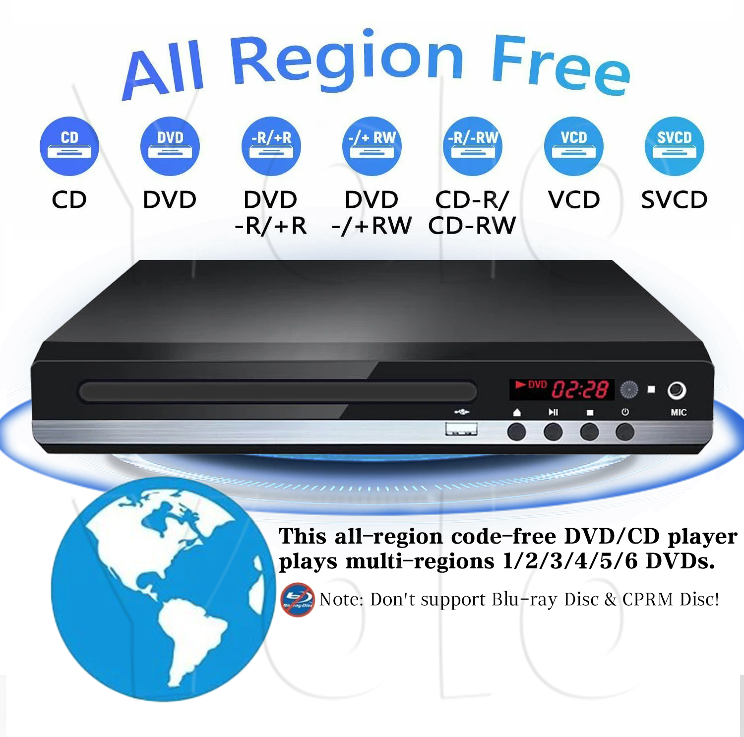 【HDMI】1080P DVD Player HD Home Plays Remote Home Radio Multimedia ...