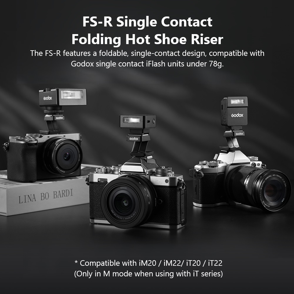 Godox TR TTL Hot Shoe Riser & Godox FS-R Single Contact Folding Hot ...