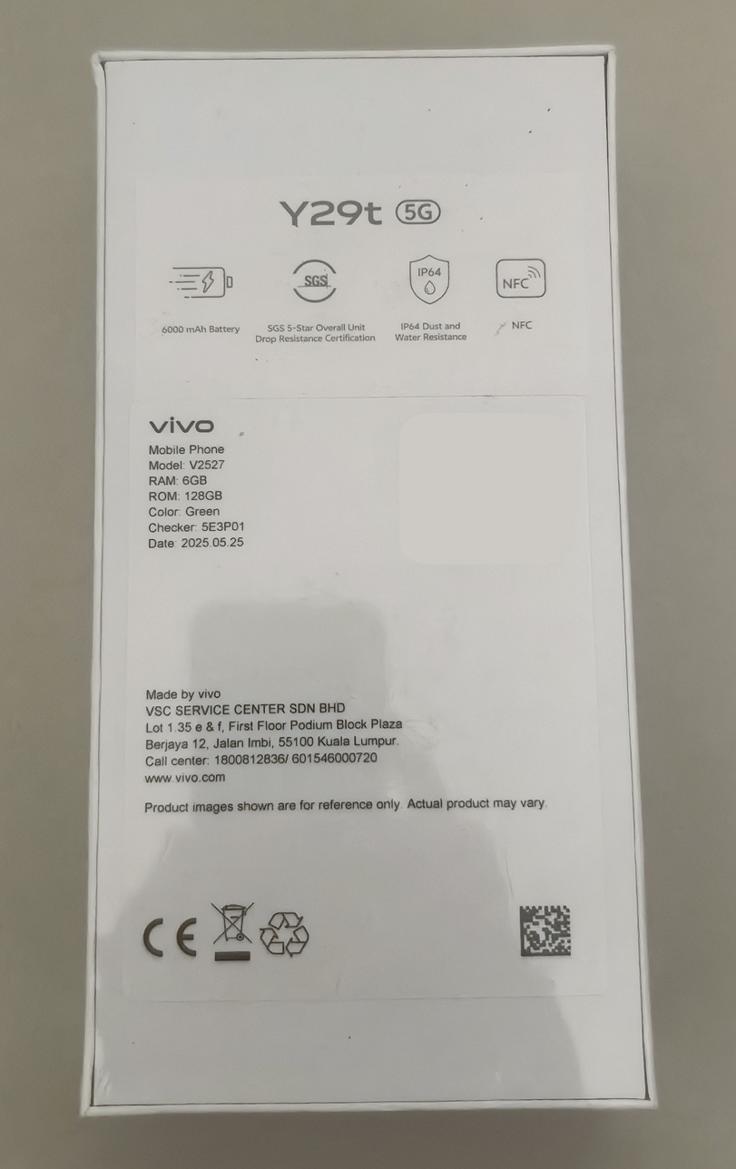 Vivo V2527 Y29t 5G 6GB RAM 128GB ROM Green Smartphone | Shopee Malaysia