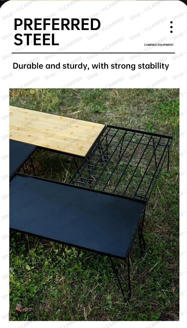 Outdoor Portable IGT Iron Steel Mesh Camping Rack Table Foldable ...