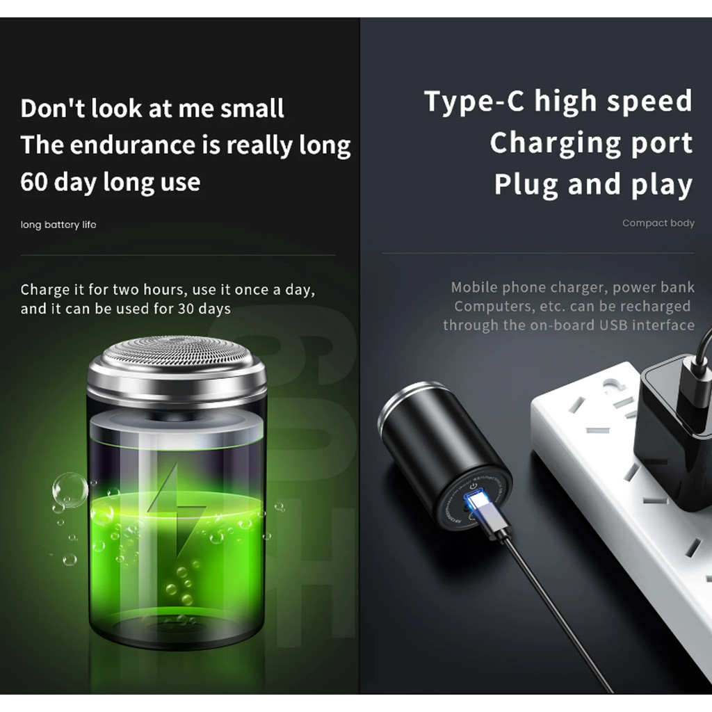 Mini Portable Electric Shaver – Ultra-Thin Blade, Rechargeable Wireless ...