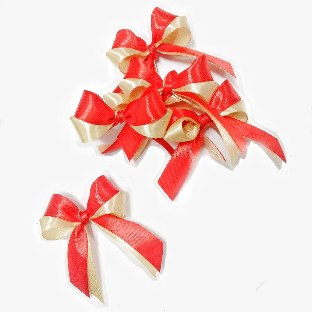 Ready Made Ribbon Bow/ Double Loop Mini Ribbon Bow/ Dual Colour Ribbon ...