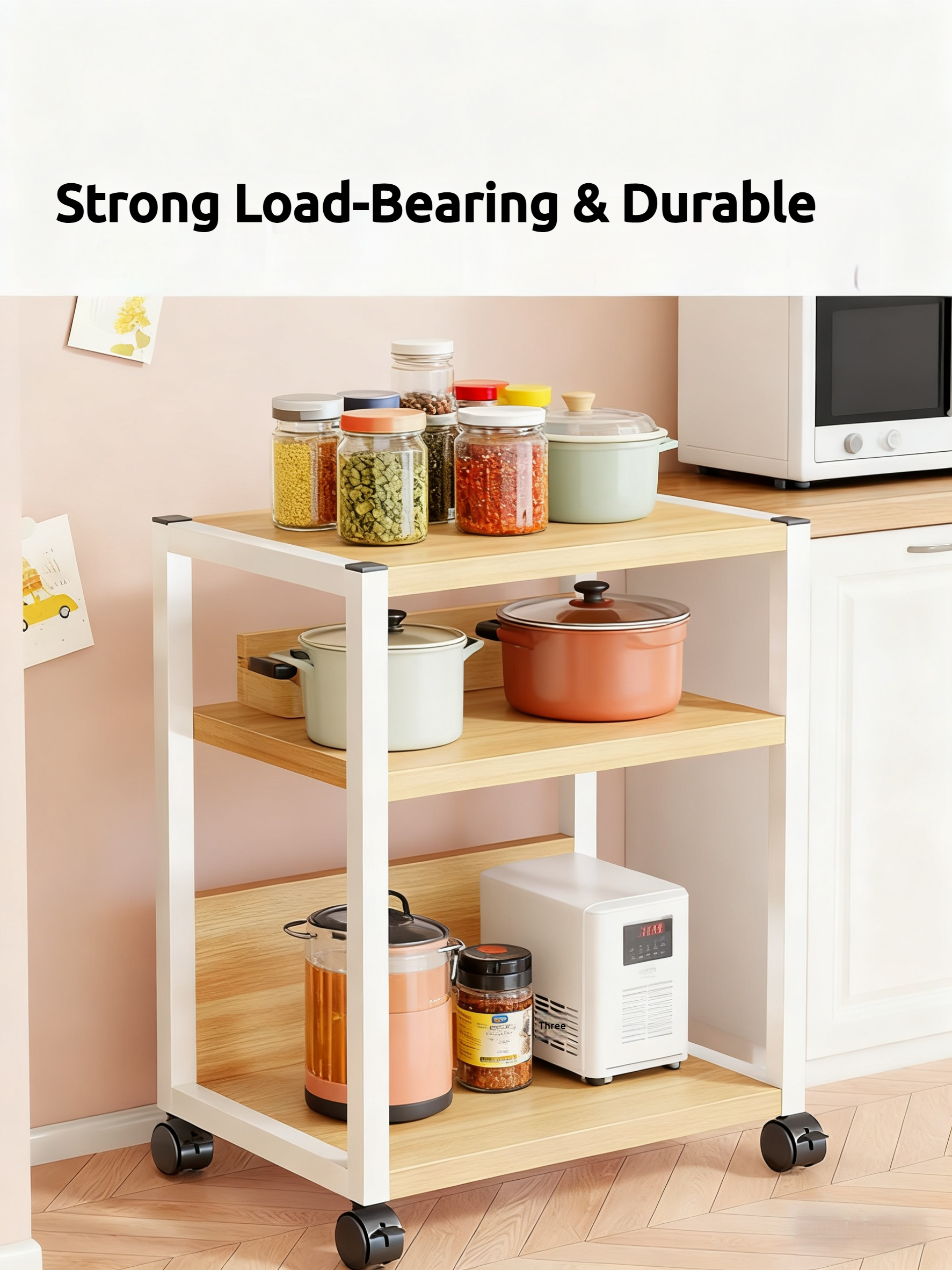 3/4/5 Tier Rak Dapur Trolley Rack Kitchen Storage Rack With Wheel ...