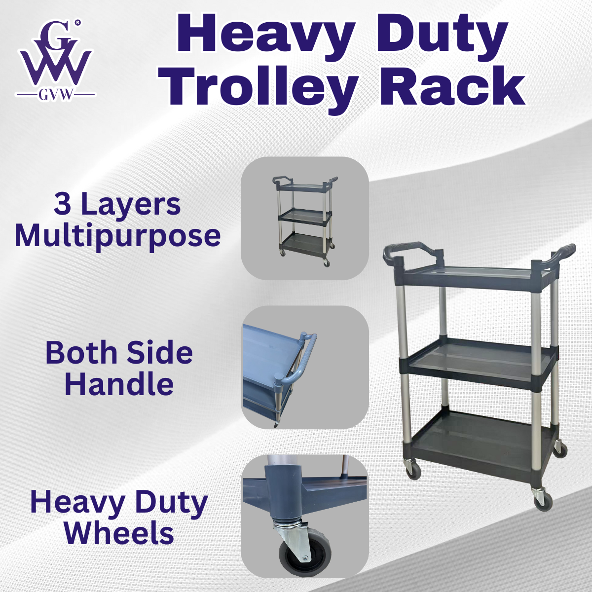GVW Trolley Heavy Duty Trolley Rack Tray Troili Barang Roda Troli ...