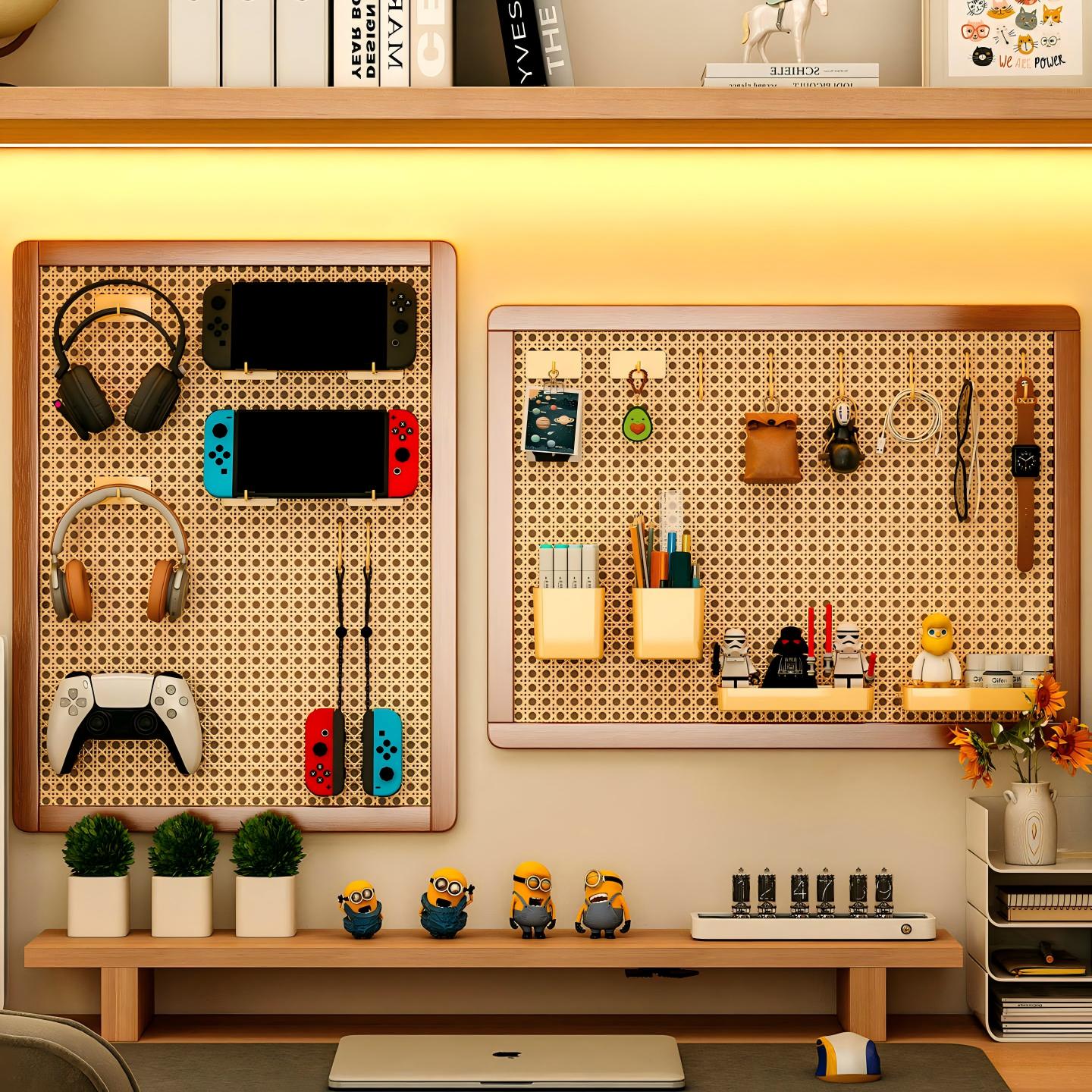 Pegboard Wall Organizer Punching-free Wall Storage Rack with Sticky ...