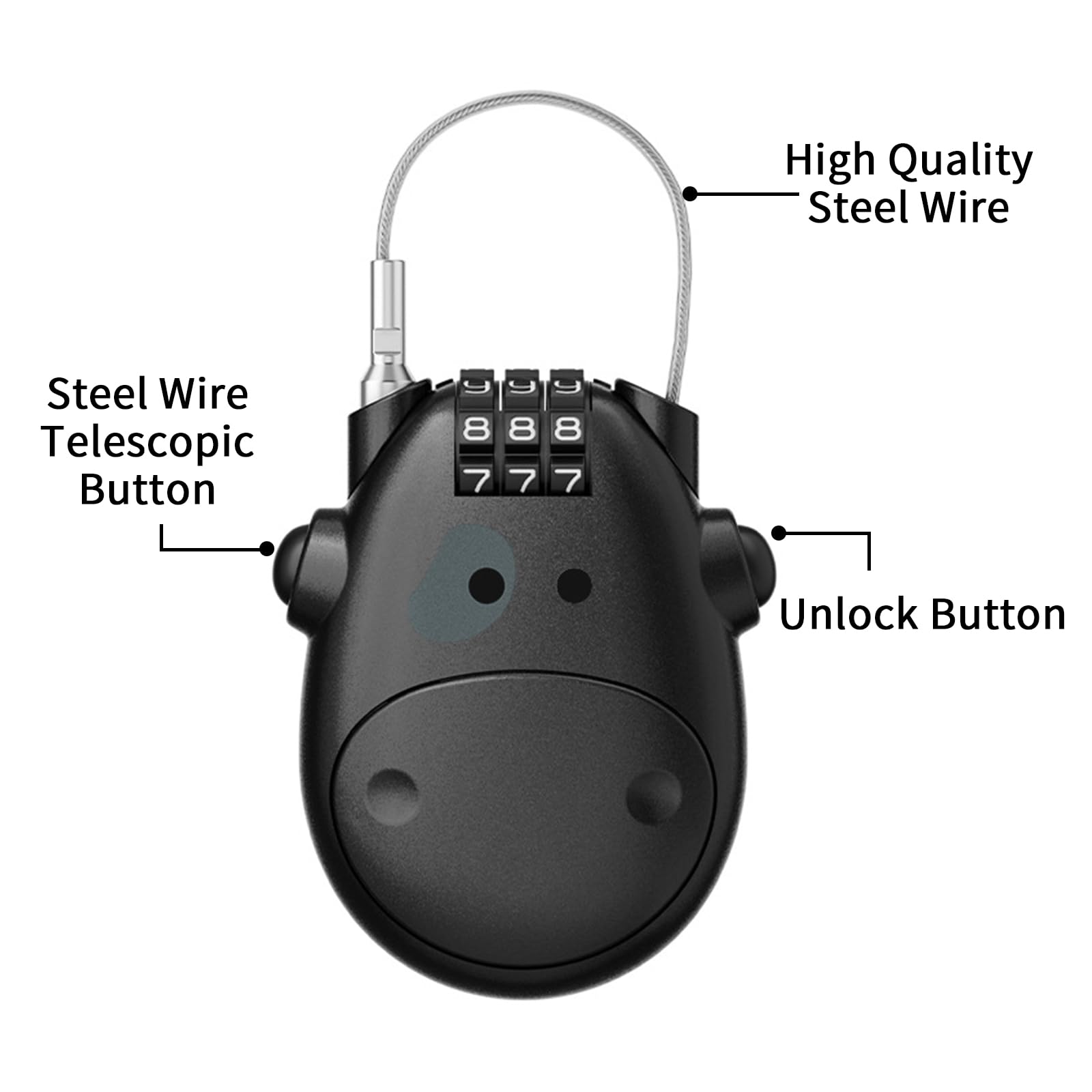 Bike Password Steel Cable Lock Portable Lightweight Mini Password Lock ...