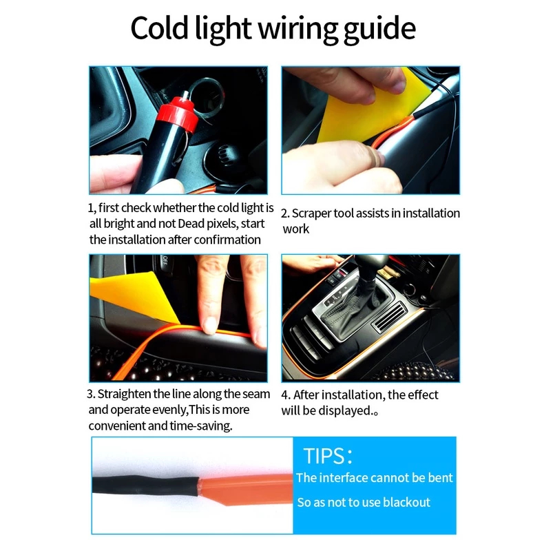 5M Car Interior Ambient Light USB - Cold Light Line Dashboard Console ...