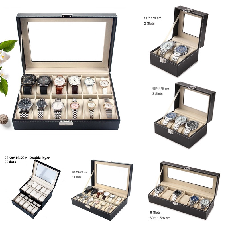 Premium Watch Display Box PU Leather Watches Case Watch Storage Box ...