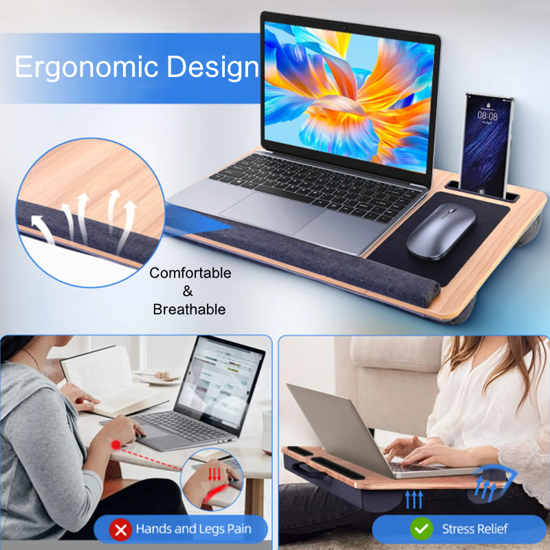 Home Pro Laptop Lap Desk Portable Computer Stand Soft With Slot Wrist ...
