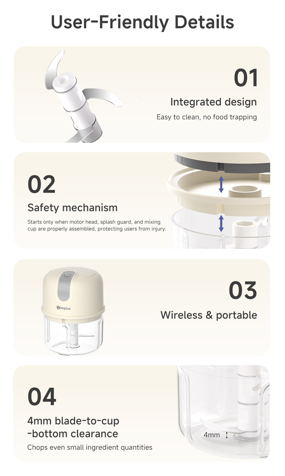 Simplus Portable Mini Meat Grinder丨Multi-Functional Food Processor丨Food ...