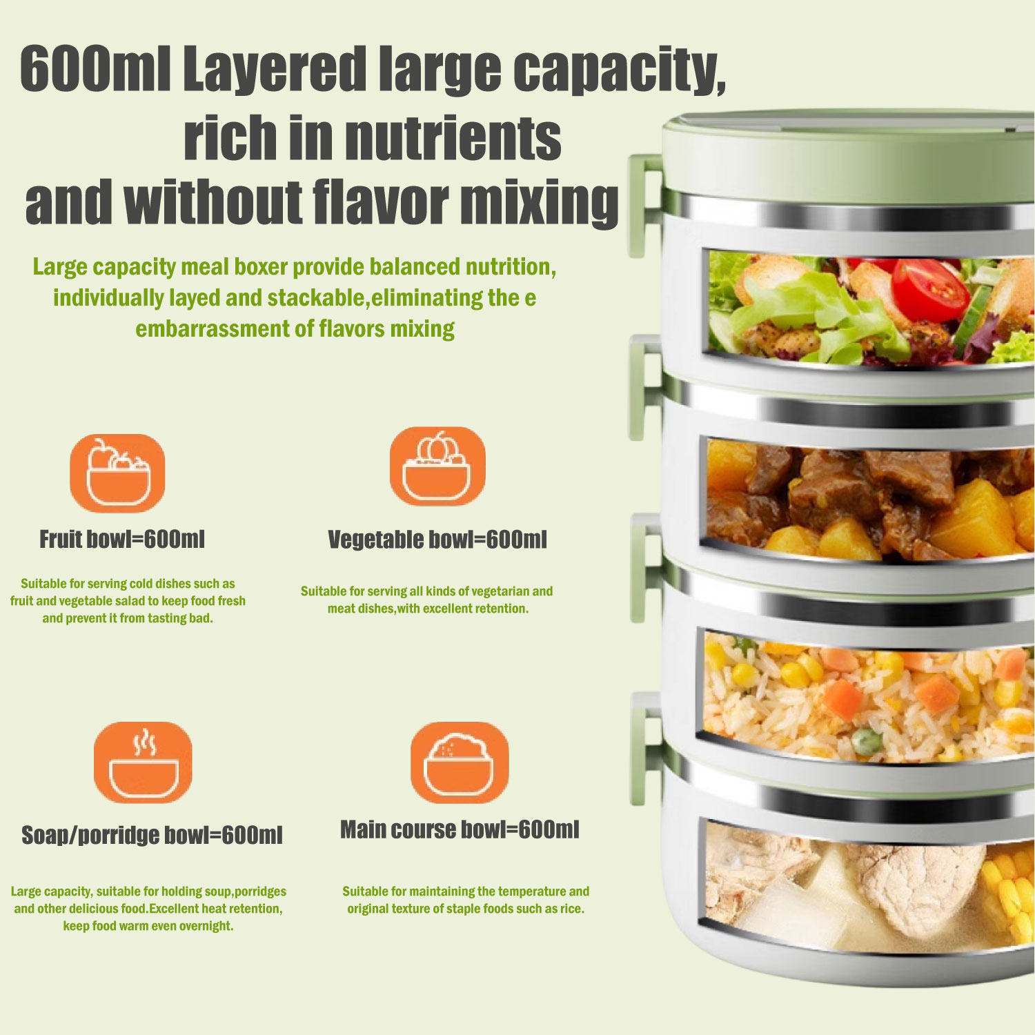 Stainless Steel Lunch Box Food Container Multi-Layer Bento / Bekas ...