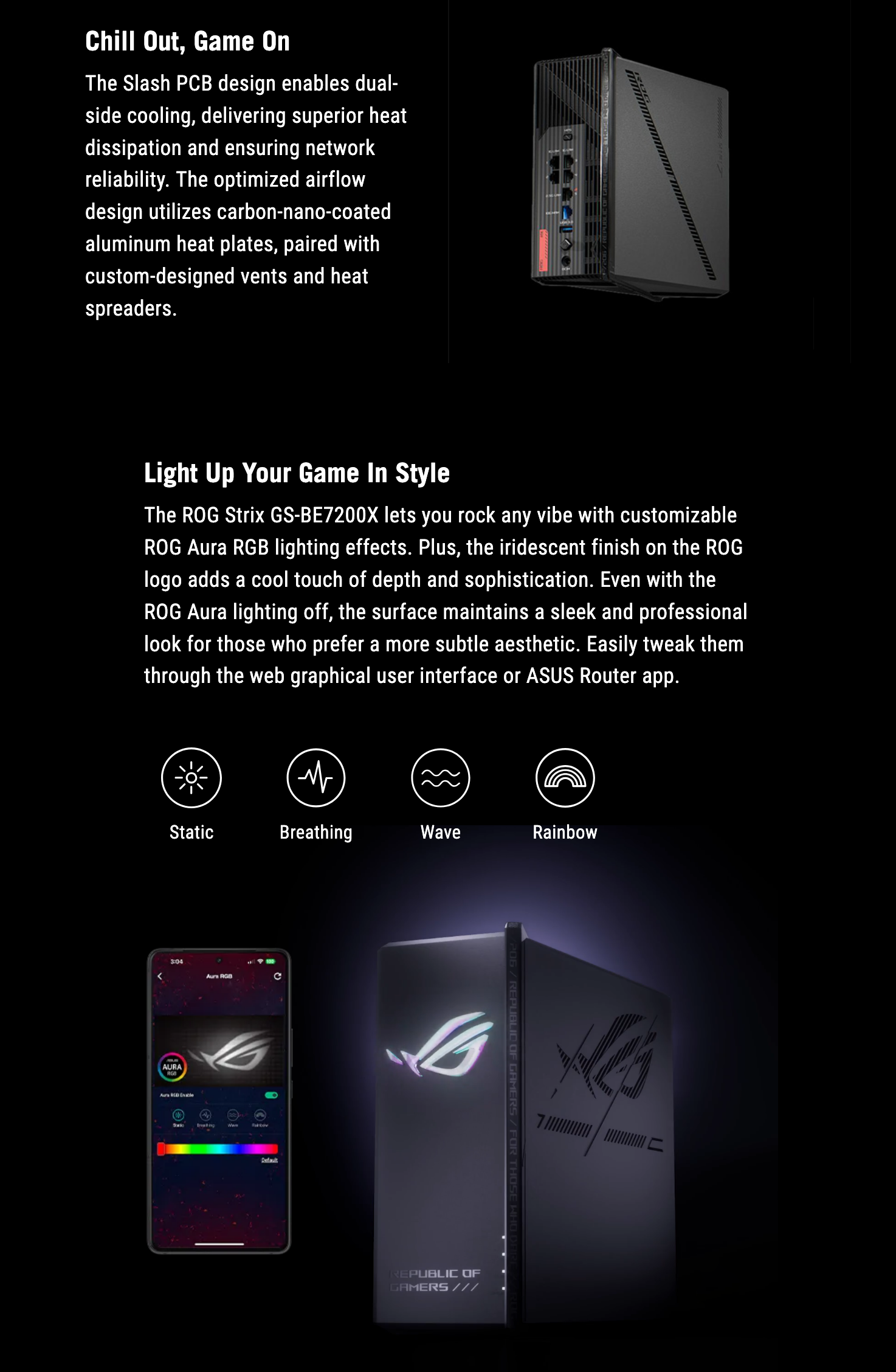 ROG Router ASUS GS-BE7200X WiFi 7 Gaming Router 10G + Dual 2.5G Ports 8 ...