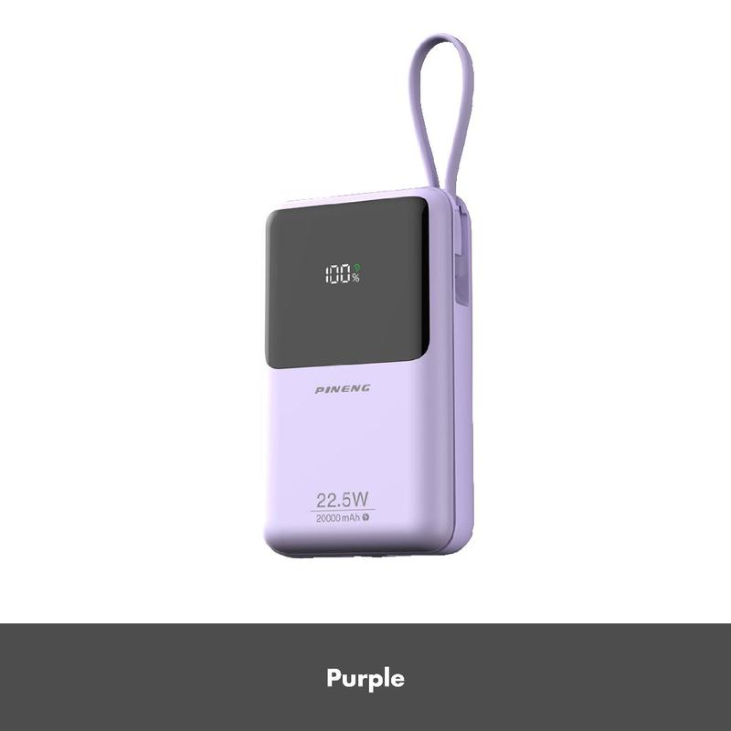 Pineng PN-892 PD (20000mAh) PD 22.5W, Built in Dual-Cable, Digital ...
