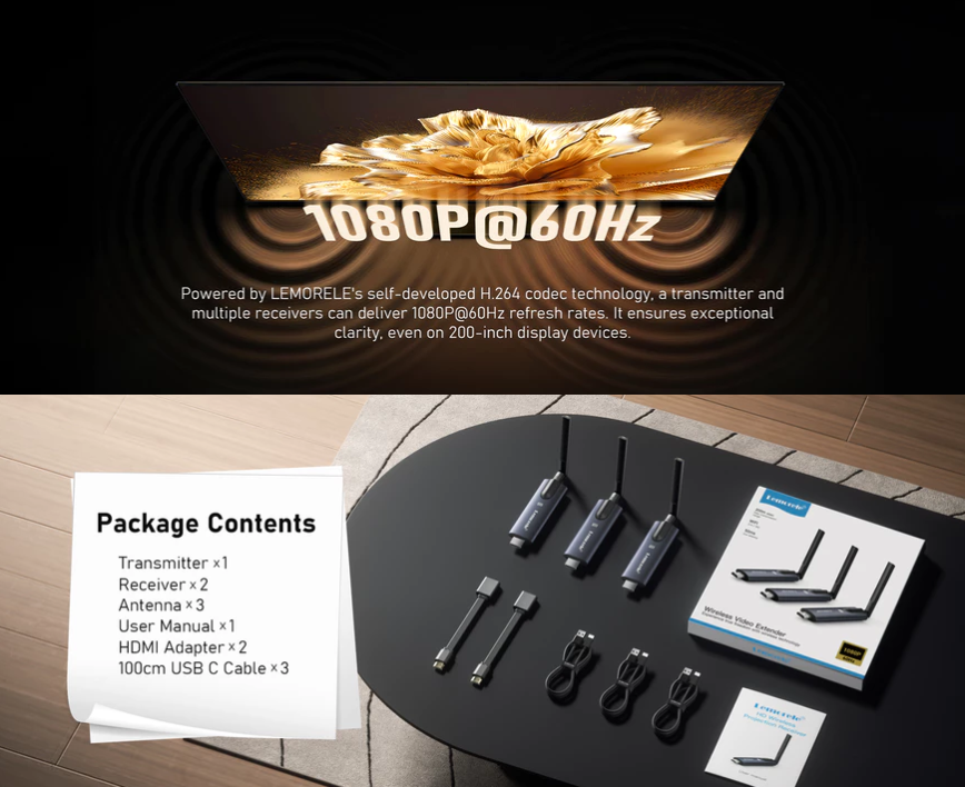 Lemorele R1010 Wireless HDMI Transmitter Receiver Video Expander | Full ...