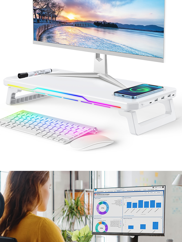 Computer Monitor Height Stand with USB Docking Station HUB Wireless ...