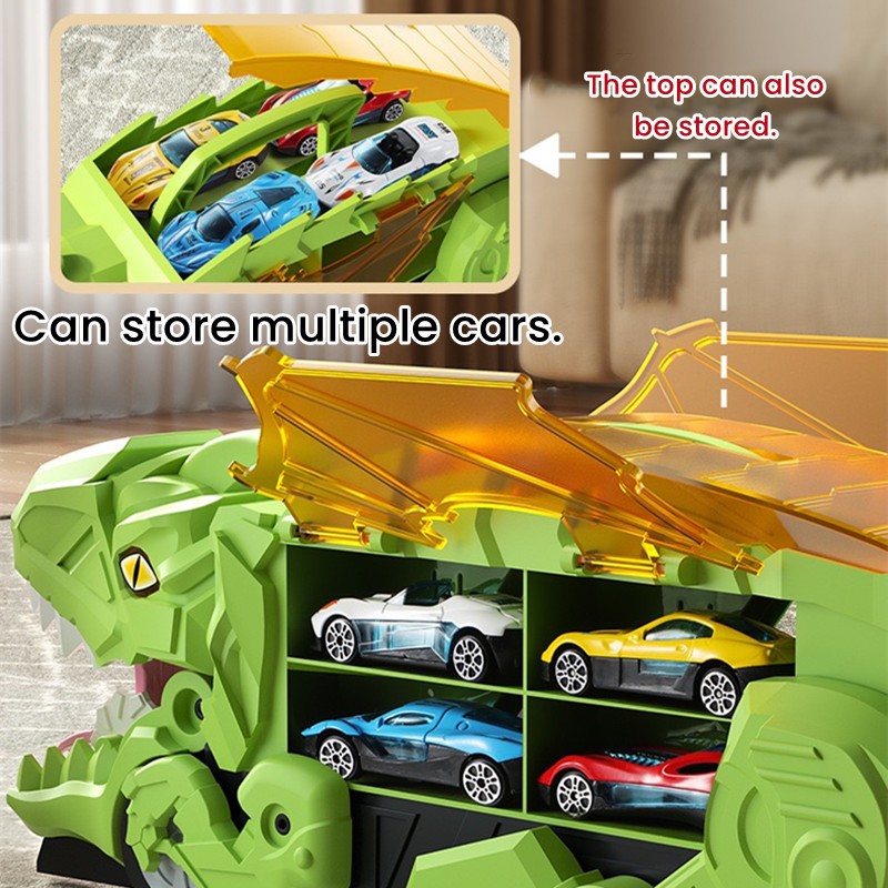 HOLYFUN Dinosaur Truck For Kids With 6 Mini Dinosaurs And 6 Pull Back