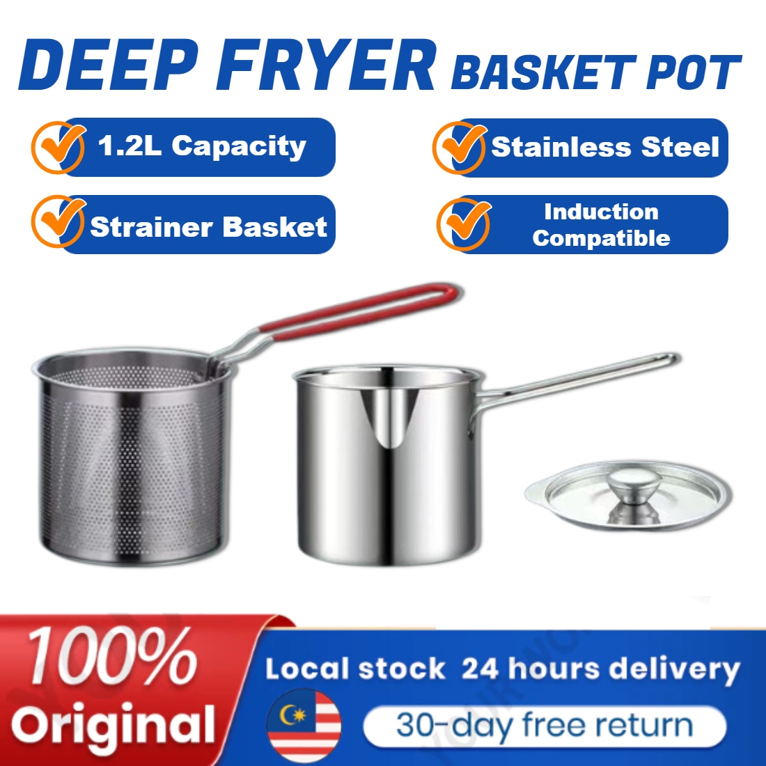 304 Stainless Steel Mini Deep Fryer Multi-Functional Small Fried Pot ...