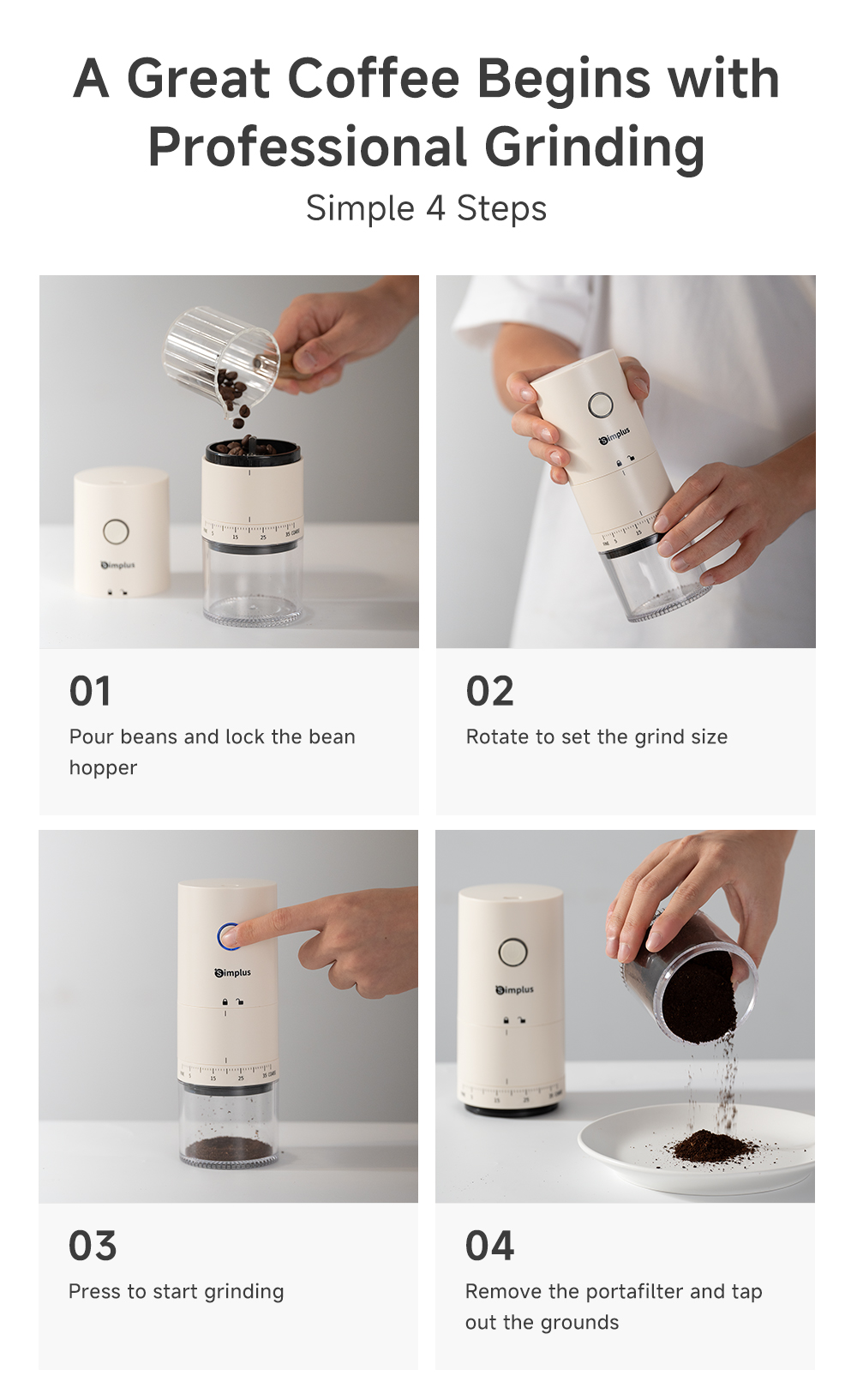 【New Launch】Simplus Electric Coffee Grinder丨Home Smart Grinder 丨38 ...