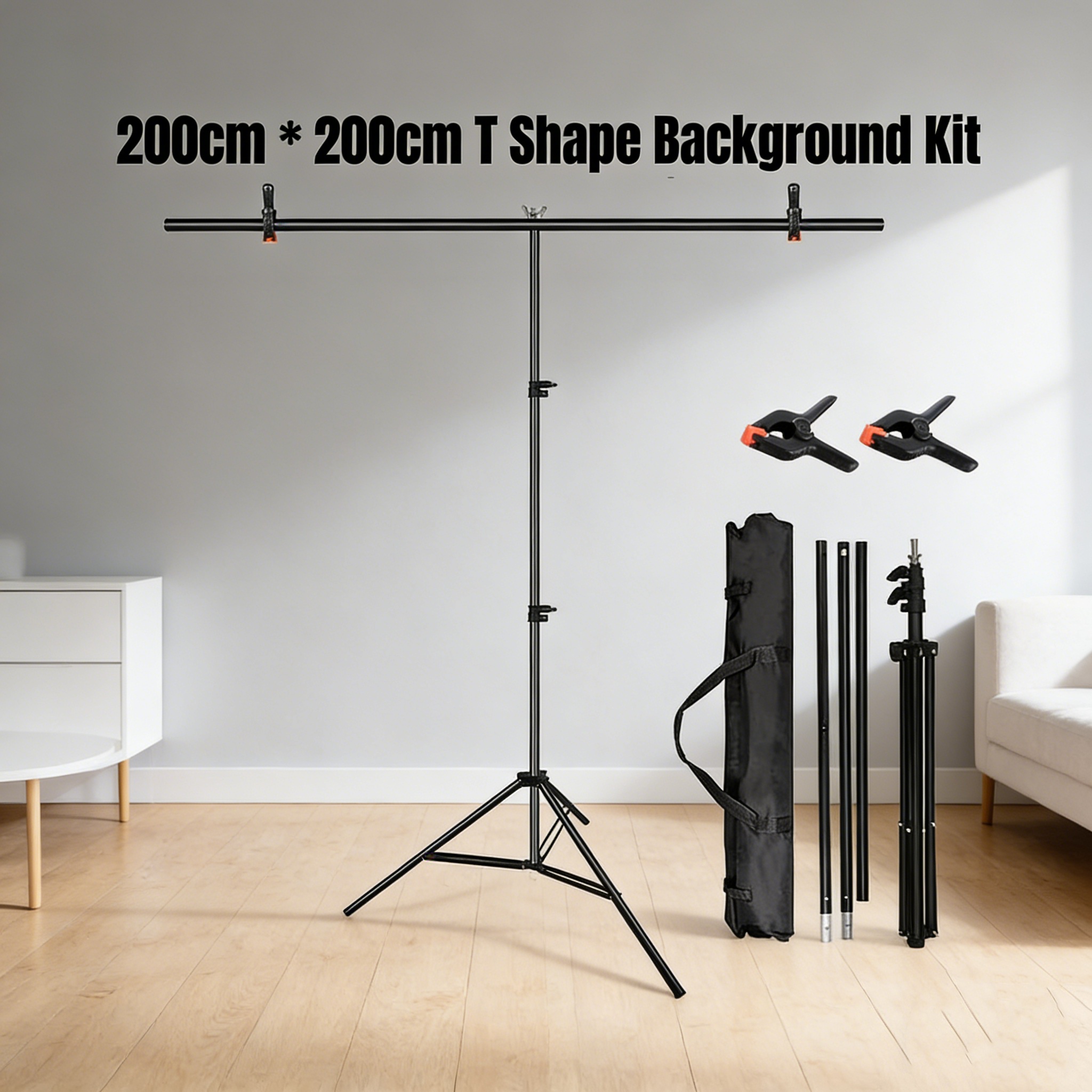 2m * 2m T-Shape Photo Backdrop Stand Kit PVC Background Photography ...