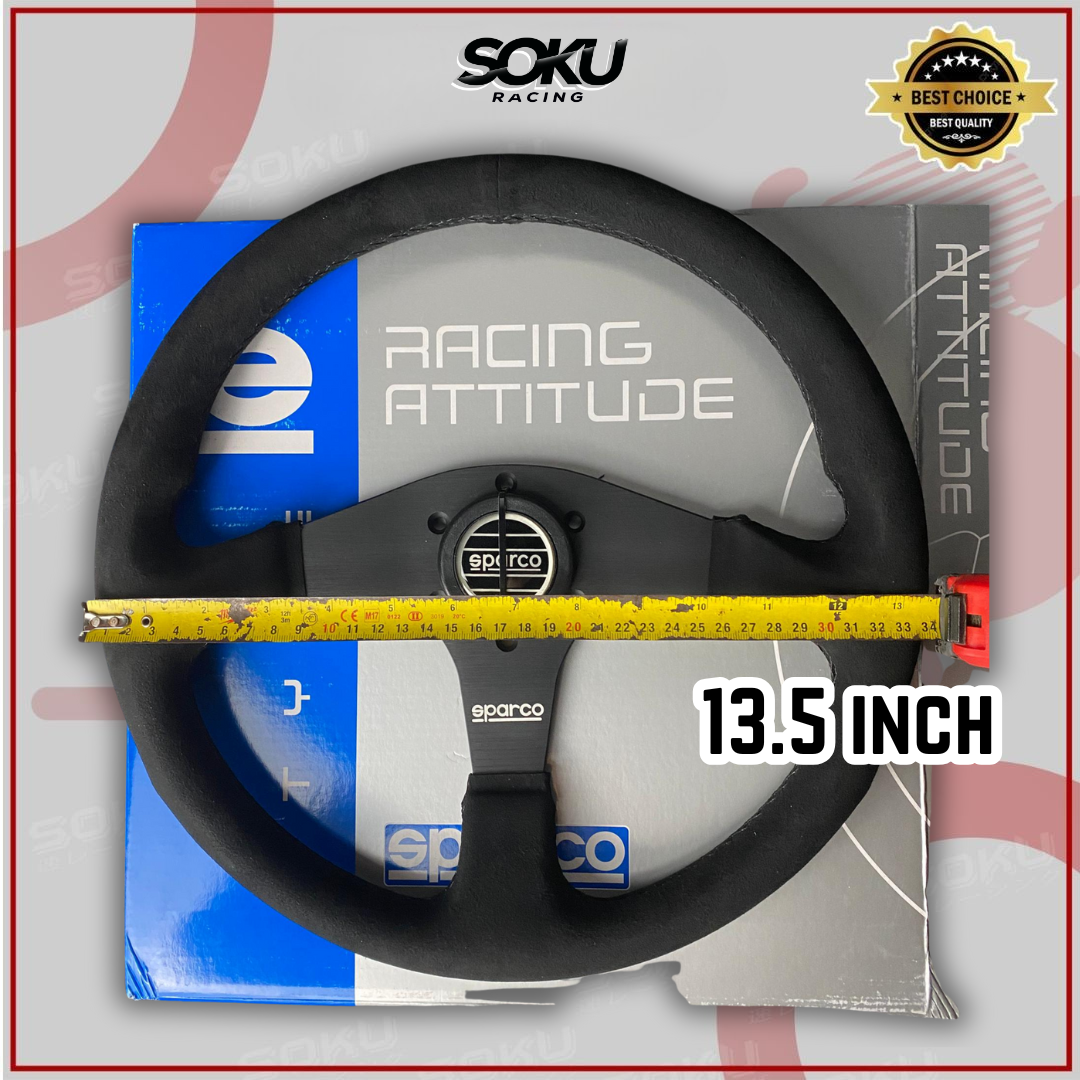 SPARCO R375 Suede Steering Wheel 350mm – Universal For Proton Honda ...