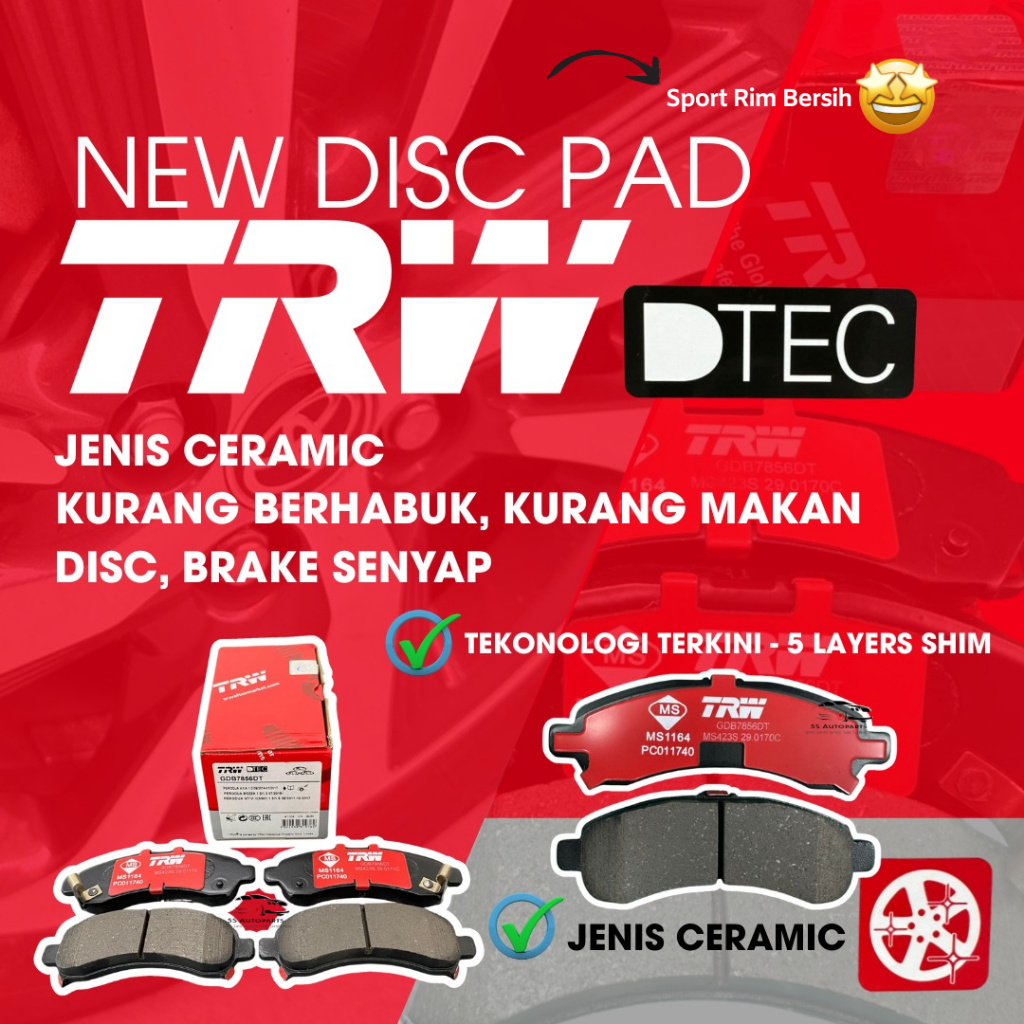 TRW Toyota Vios NCP93, NCP150 G/S/TRD Spec Rear (Belakang) Disc Rotor ...