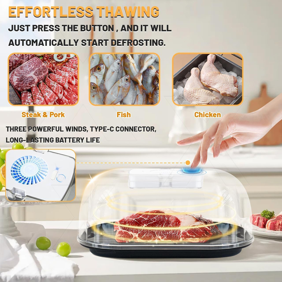 Kitchen Quick Thaw Machine Defroster Tray Box Food Grade Aluminum Ice ...
