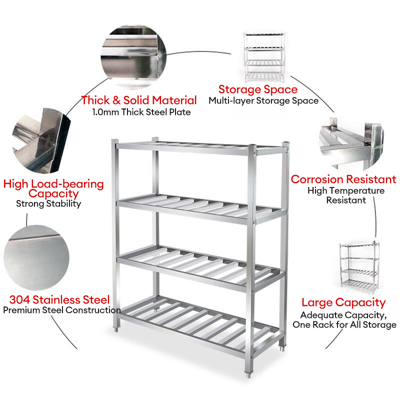 304 Stainless Steel Rak Heavy-duty Square Tube dapur Bathroom Storage ...