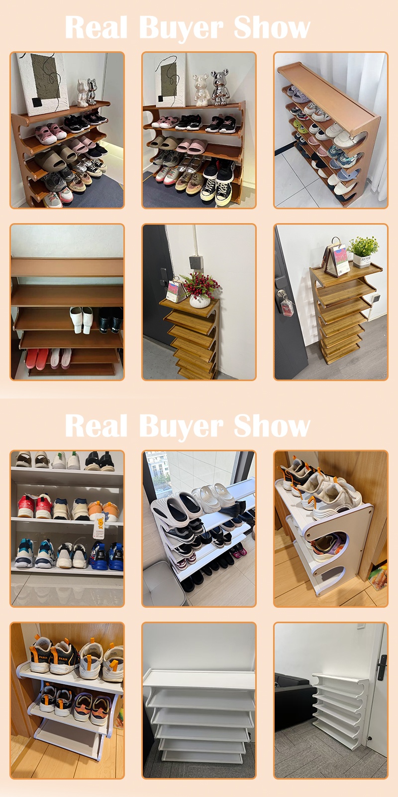 【Lifetime Warranty】Bamboo Rak Kasut Shoe Rack Black/White/Brown Rack ...